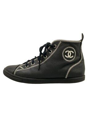 Chanel Sneakers Black High Cut Leather